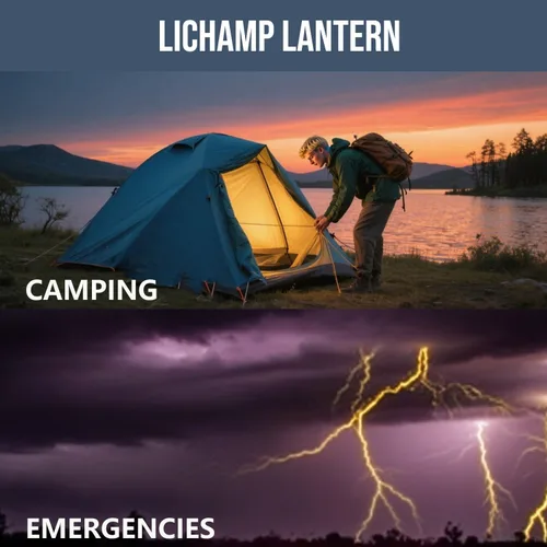 Vista 8 de Lichamp Linterna LED plegable para campamento, linterna LED portátil, ligera, impermeable, 4 modos de luz, kits de supervivencia para interiores