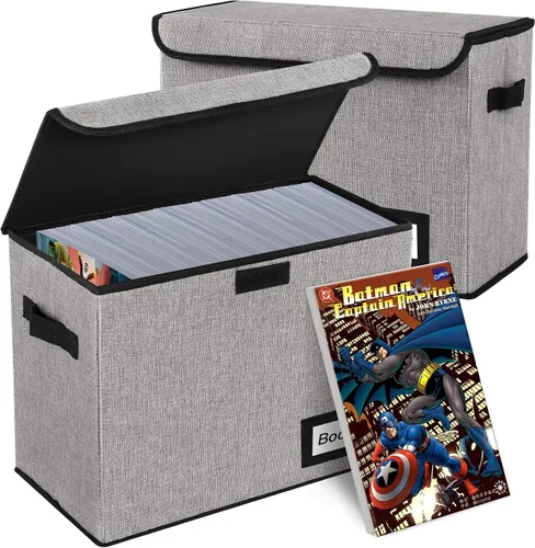 Vista 42 de Caja de Almacenamiento de Cómics, 15.8" X 7.8" X 11.8", Resistente Plegable Contiene 160-180 Cómics Contenedor Organizador Estante