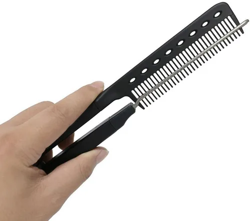 Vista 8 de FRCOLOR Cepillo alisador de cabello en forma de V, peine alisador para peluquería, herramienta compacta para peluquería y uso doméstico