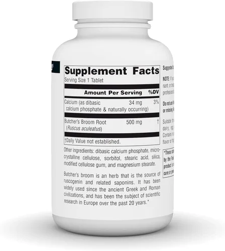 Vista 3 de Source Naturals Suplemento dietético de escoba de carnicero - Ruscus Aculeatus - 250 Tabletas