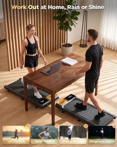 Vista 7 de Walking Treadmill Pad with 0–5-8% Incline, 2.5HP Compact Treadmill，Perfect for Running, Walking & Under-Desk Use，Quiet Operation for Home or Office