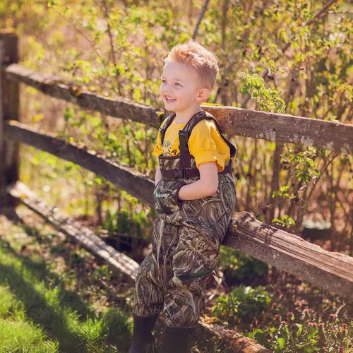 Vista 6 de OAKI Vadeadores de pesca impermeables para niños pequeños y niños Max 5 Camo