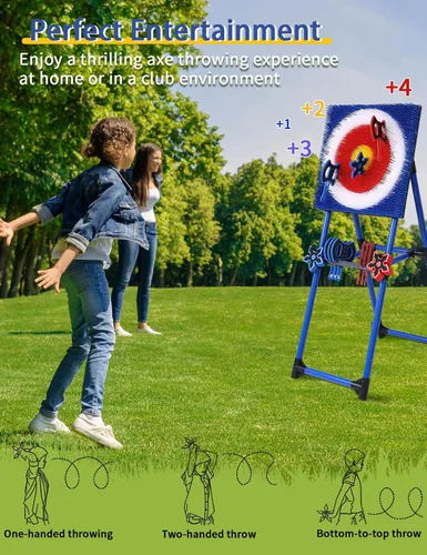 Vista 6 de Axe Throwing Game for Backyard with 8 Axes & 8 Star Darts,Axe Throwing Game Set for Indoor & Outdoor,Yard,Camping,Backyard