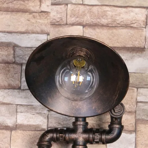 Vista 5 de LITFAD Luces de pared de estilo industrial, aplique de pared de forma única, lámpara de pared retro de metal óxido, lámpara de pared de pared