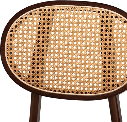 Vista 6 de Baxton Studio Darrion Mid-Century - Juego de sillas de comedor de 2 piezas de tela gris y madera con acabado marrón nogal