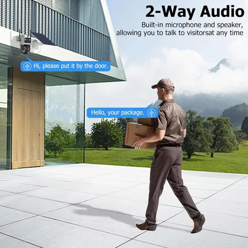 Vista 9 de Cámaras de seguridad solar de doble lente inalámbricas para exteriores, WiFi 6 5G/2.4G, vista de 360° panorámica/inclinación, cámara de seguridad