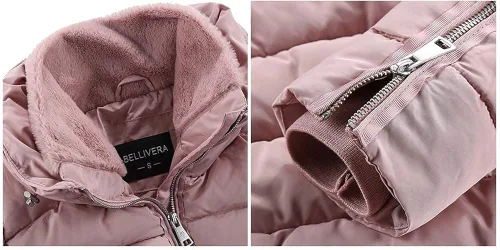Vista 5 de Chaqueta acolchada Bellivera para mujer, ligera y con relleno, abrigo mullido y acolchado, con relleno de algodón, para primavera, otoño e invierno