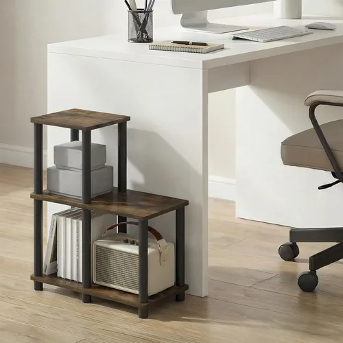 Vista 2 de Furinno Turn-N-Tube Estantes de almacenamiento, estante de 3 niveles con diseño de marco abierto, estante esquinero sin herramientas de 3 cubos