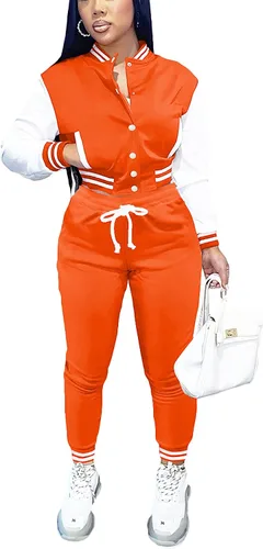 Vista 26 de Fooullaide - Chaqueta varsity para mujer con sudadera, conjunto de 2 piezas, sudadera con capucha, chaqueta de botones estilo letterman, conjunto