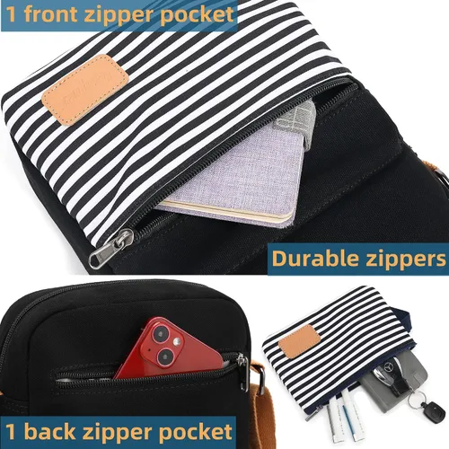 Vista 4 de Leaper - Juego de estuche y cartera bandolera de lona para niñas y mujeres