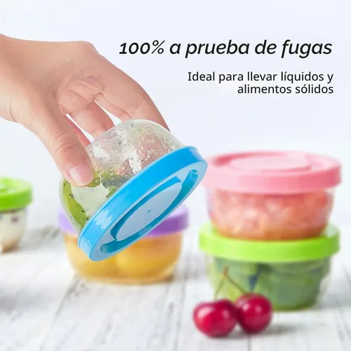 Vista 5 de Zezzxu Recipientes pequeños de almacenamiento para congelador de 5 onzas con tapas de rosca, paquete de 12 tarros de plástico reutilizables