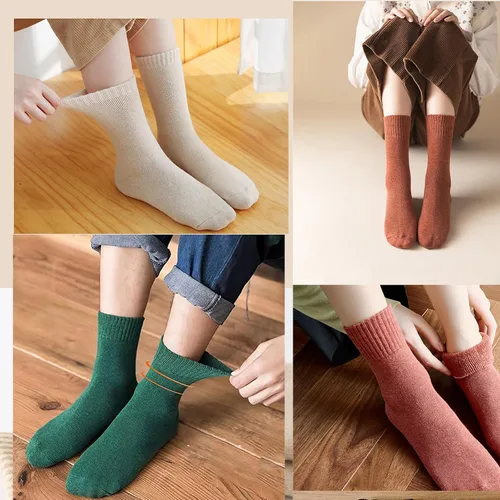 Vista 3 de Wool Socks for Women,5 Pairs Warm Hiking Walking Cozy Crew Boot Socks Thermal Gifts Socks, Size 5-10