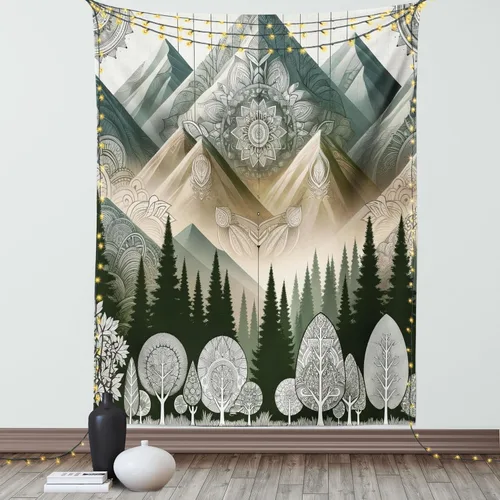 Vista 118 de Ambesonne Tapiz bohemio, diseño floral de bruja, luna y mariposa con adornos de mandala, decoración de tela para colgar en la pared para dormitorio