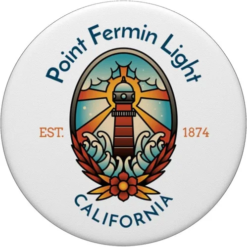 Vista 3 de Point Fermin Light Lighthouse California PopSockets Standard PopGrip