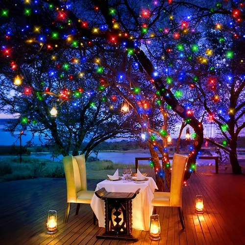 Vista 3 de Luces de Hadas LED de 132 Pies con 400 LED Enchufables, Luces de Navidad para Exteriores Impermeables, Luces Centelleantes con Temporizador, 8 Modos