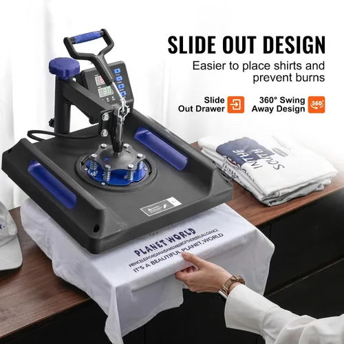Vista 4 de Happybuy Máquina de prensa de calor, 15 x 15 pulgadas, transferencia de calor 8 en 1 con prensa de vaso de 30 onzas, prensa digital de camisetas