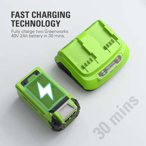 Vista 4 de Greenworks Cargador rápido de doble puerto de 40 V 8 A (cargador Greenworks original)