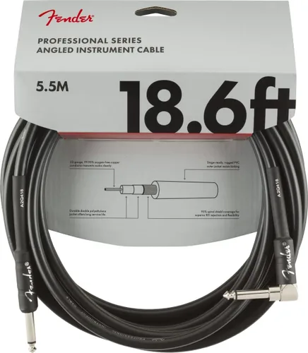 Vista 4 de Fender - Cable de instrumento de la serie profesional, cable de guitarra, accesorios de guitarra, ángulo/ángulo, negro, 6 pulgadas, paquete de 2