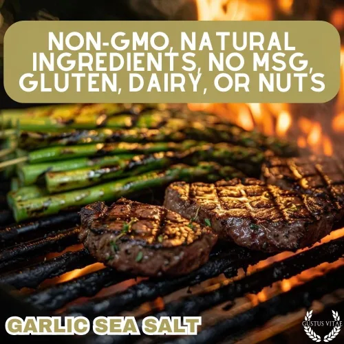 Vista 8 de Sal marina clásica de ajo gourmet Todo natural Sal gourmet ultra premium Condimento de acabado artesanal Lote pequeño Sin OMG Hecho a