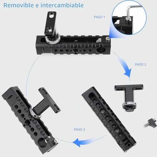 Vista 2 de Agarre universal para cámara con mango superior/mango lateral, para cámara DSLR, videocámara, videocámara, videocámara, película, con soporte