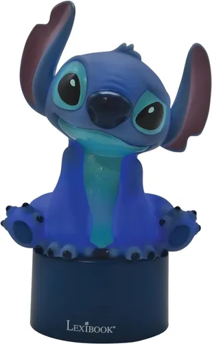 Vista 2 de LEXiBOOK, Disney Stitch, luz nocturna con altavoz, cambio de color, luz suave, funciona con pilas, azul, NS01D