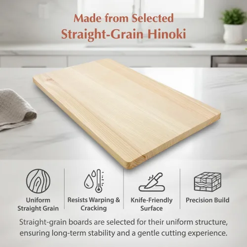Vista 6 de TIKUSAN Tabla de cortar Hinoki de ciprés natural fabricada en Japón (pequeña 14.2 × 8.7 pulgadas)