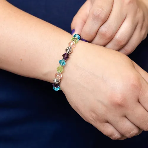 Vista 25 de Pulsera elástica de alerta médica, pulsera de identificación médica de repuesto intercambiable, etiqueta de identificación no incluida, cristales