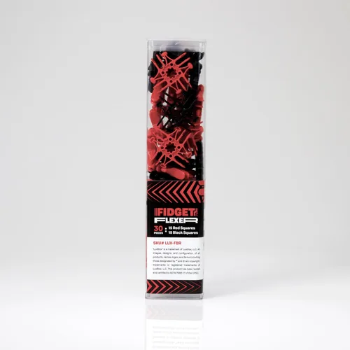 Vista 3 de Lux Blox Juego de juguetes flexibles para ansiedad (30 piezas) con bloques de construcción flexibles y versátiles rojo/negro