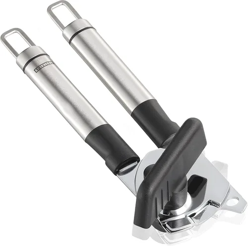 Vista 6 de Abrelatas Leifheit Exact, White Strong Stainless Steel Deluxe Tin Opener, Rueda de corte con engranajes de acero endurecido, Abrelatas eficaz