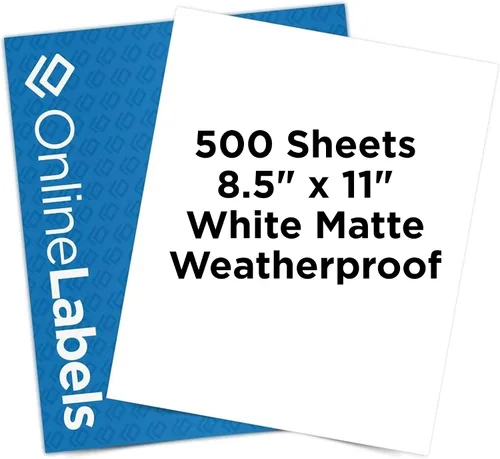 Vista 11 de OnlineLabels Papel Adhesivo Impermeable de Hoja Completa de 8.5" x 11" – Adhesivo Permanente, Vinilo Blanco Mate, Compatible con Cricut & Silhouette