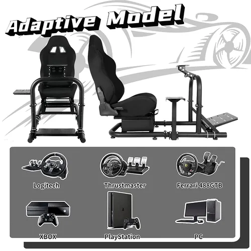 Vista 6 de Dardoo Racing Wheel Stand Cockpit with Black Seat Fits for Logitech G29 G920&G923 Thrustmaster T300RS TX Fanatec PC PS4 Xbox G920 Simulator Racing