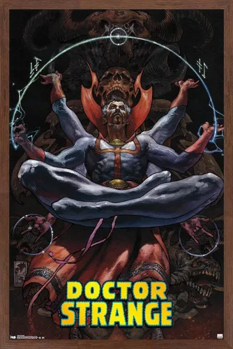 Vista 16 de Trends International Marvel Comics Doctor Strange - Póster de pared meditando, 14.725 x 22.375 pulgadas, versión enmarcada de madera de granero