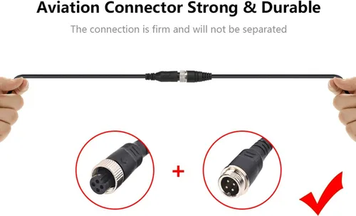 Vista 2 de Cable de extensión de video de coche de 16 pies y 16.4 ft, 4 pines, resistente al agua, a prueba de golpes, para cámara de visión trasera CCTV