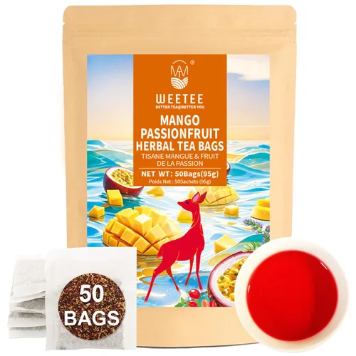 Vista 39 de WT WEETEE Bolsas de té de hierbas de manzana y canela, 60 unidades, mezcla perfecta de canela dulce, hibisco agrio, sabor natural, sin cafeína