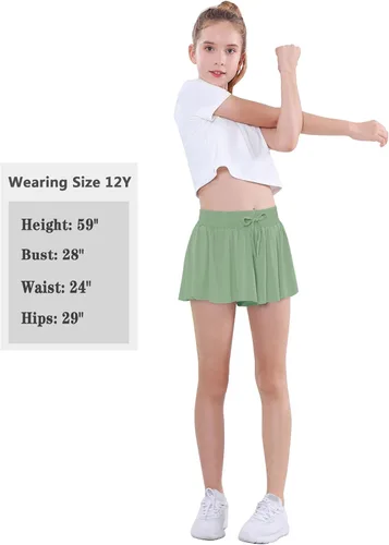 Vista 5 de EXARUS Pantalones cortos de mariposa para niñas, falda pantalón de baile fluido, falda atlética para animar a adolescentes, para tenis, preppy