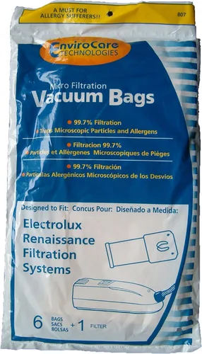 Vista 2 de 18 bolsas de repuesto EnviroCare diseñadas para adaptarse a bolsas de vacío Electrolux Renaissance Micro Filtration Style R + 3 filtros