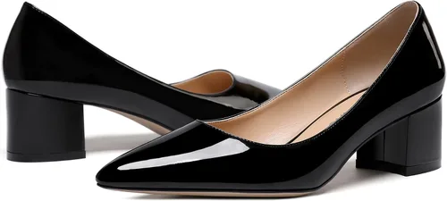 Vista 6 de WAYDERNS Zapatos de tacón bajo y grueso para mujer, con puntera puntiaguda, zapatos de vestir de oficina y corte de 2 pulgadas
