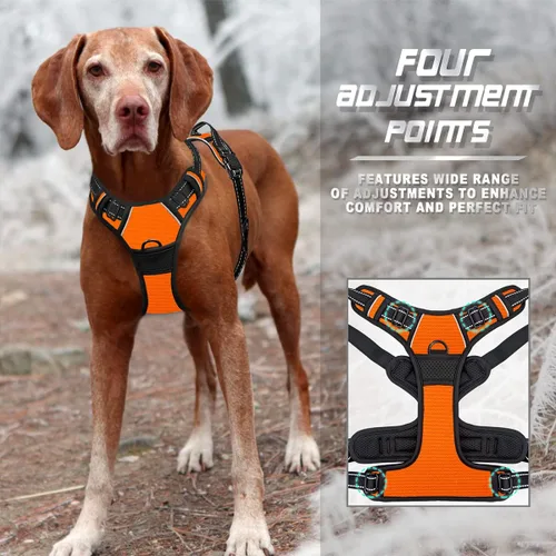 Vista 89 de BARKBAY - Arnés para perro sin tirones con clip frontal, material resistente y reflectante, asa de fácil control para pasear perros grandes