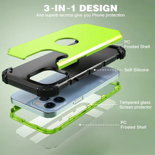Vista 9 de IDweel Funda para iPhone 14 Pro Max con Protector de Pantalla para Mujeres, 3 en 1, a prueba de golpes, ajuste delgado, híbrida, resistente, Hierba