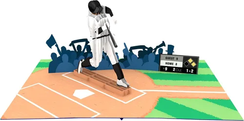 Vista 3 de Béisbol – Tarjeta de felicitación 3D desplegable para todas las ocasiones – amor, cumpleaños, Navidad, deportes, felicitaciones – Nota de mensaje