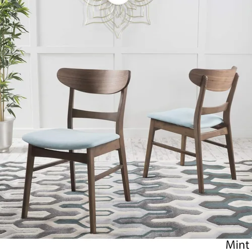 Vista 4 de Christopher Knight Home Idalia - Sillas de comedor, juego de 2 piezas, acabado menta/nogal