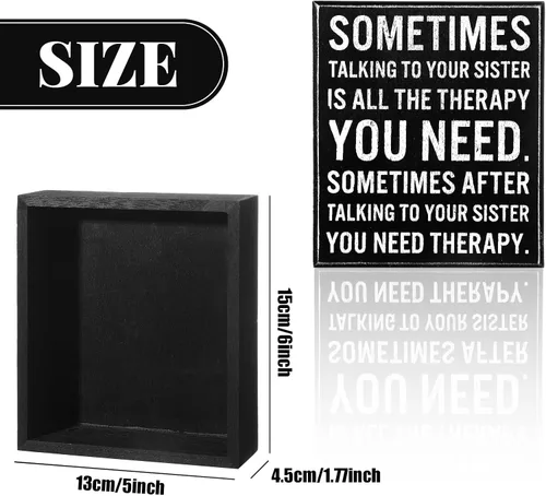 Vista 2 de Jetec Funny Sister Gifts Sometimes Talking to Your Sister Is All the Therapy You Need - Letrero de madera de 5.9 x 5.1 pulgadas, placas divertidas