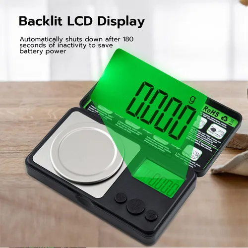 Vista 4 de Mcbazel Báscula de mini miligramo, báscula portátil de joyería de 1.76 oz/0.00 oz, báscula digital de alta precisión de microgramos con pesas