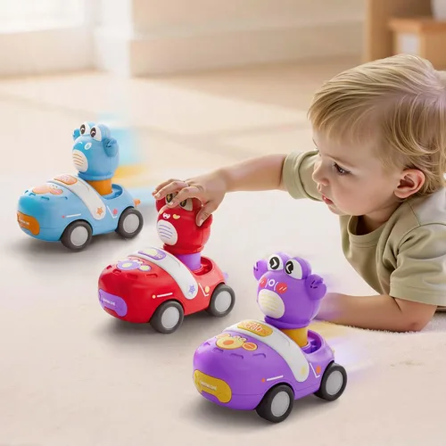 Vista 7 de iPlay, iLearn Press to Go - Juego de juguetes de cangrejo para niños pequeños de 1 a 3 años, coches de carreras de fricción para bebés, juego