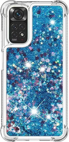 Vista 67 de Funda de silicona transparente con purpurina para Xiaomi Redmi A1 Bling Liquid Clear Star Heart Silicone Bumper a prueba de golpes, funda Azul