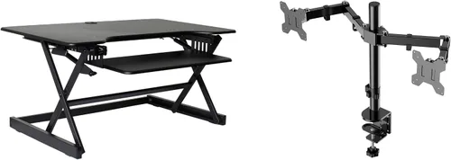 Vista 48 de Rocelco - Convertidor de escritorio para trabajar de pie con altura ajustable de 32 pulgadas - Estación de trabajo para computadora sentada o de pie