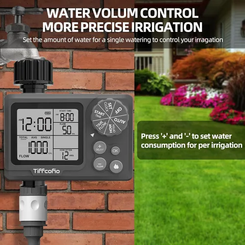 Vista 6 de Nuevo temporizador de aspersor programable de control de volumen de agua, temporizador de manguera con control de duración del agua y medidor