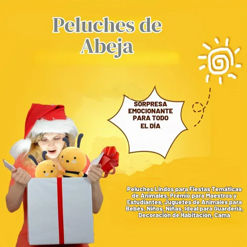 Vista 5 de 2 peluches de abeja de 7.9 pulgadas, suave abejorro de peluche