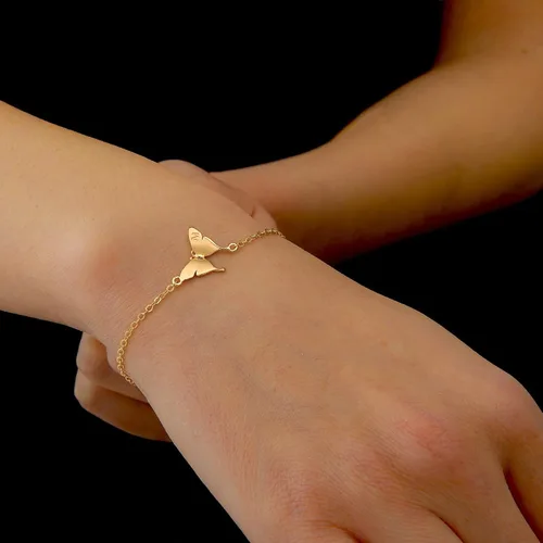 Vista 4 de BRIJEWLIC Butterfly Bracelet Gold Bracelets for Women, 14K Gold Plated Butterfly Cute Bracelets Initial Bracelets for Women Teen Girls Gifts Gold