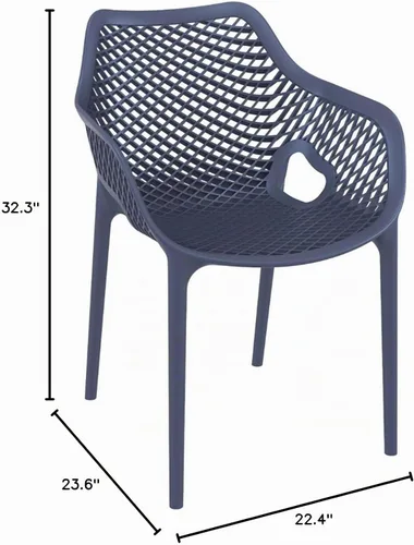 Vista 3 de Compamia Air XL - Silla de comedor para patio al aire libre, color gris oscuro (juego de 2)